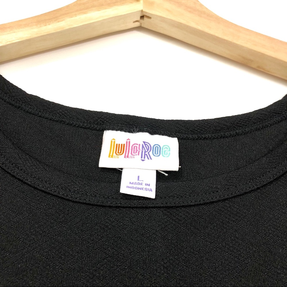 RARE LuLaRoe Solid Black Textured Carly Dress - Picture 3 of 6